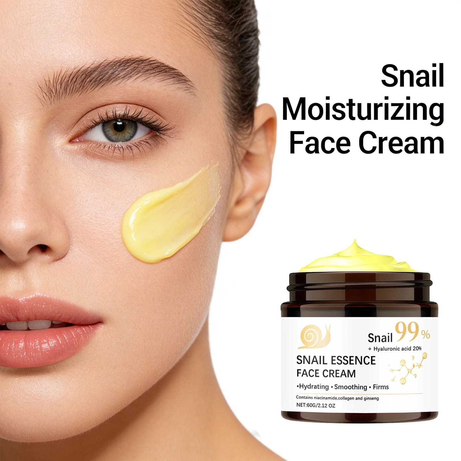 Snail Moisturizing Face Cream 99% - Crema Reafirmante Premium con Ácido Hialurónico
