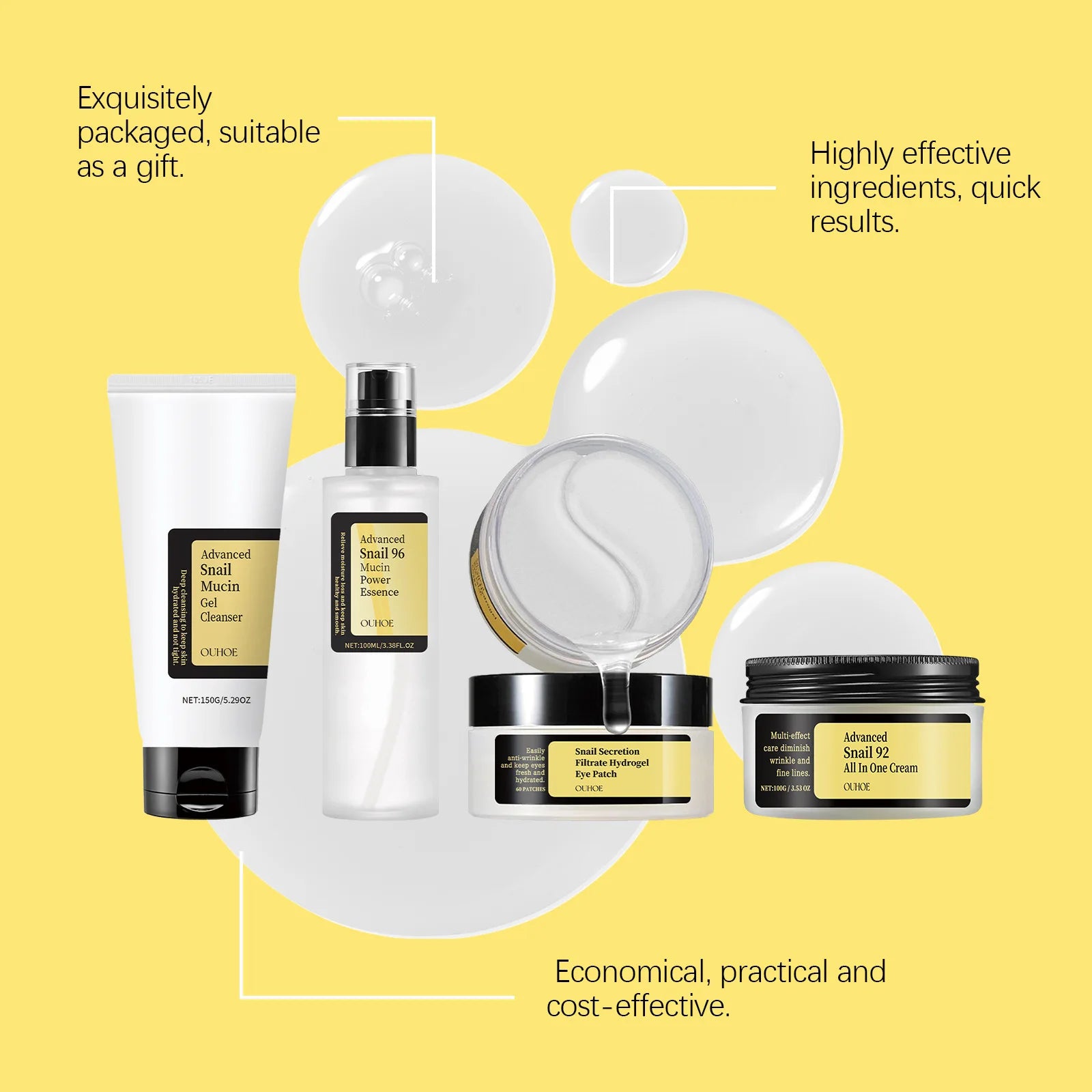 Snail Mucin 96 Skin Care Set - Kit Completo Hidratante e Iluminador