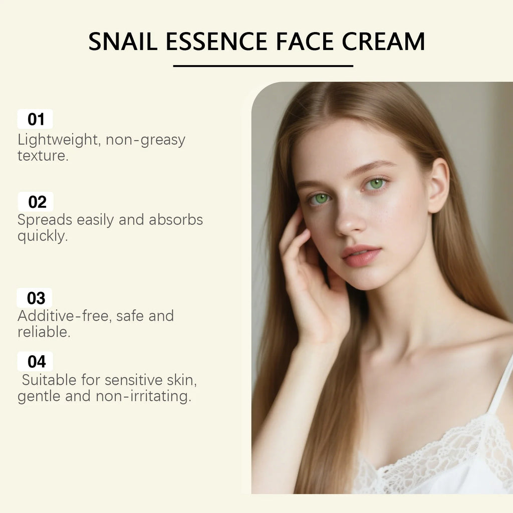 Snail Essence Face Cream Firming Moisturizing Dry Skin Brightening Glowing Smoothing Fade Fine Lines Soothing Repair Face Cream