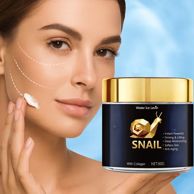 Snail Mucin Cream with Hyaluronic Acid & Collagen for Deep Moisture & Radiance, Suitable for All Skin Types Daily Care.