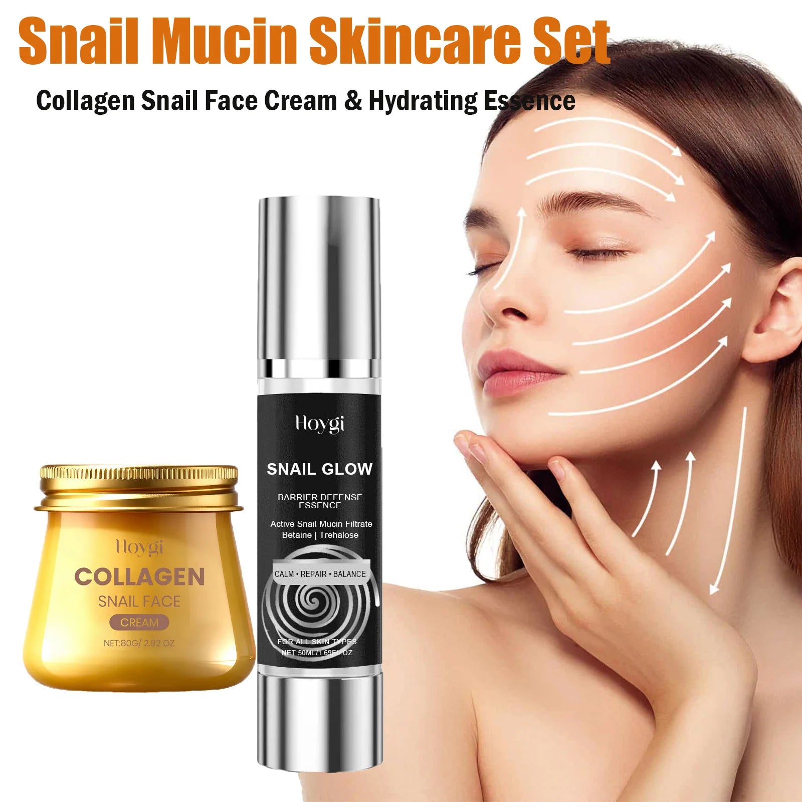 Snail Mucin Skincare Set - Kit 2 en 1 Crema y Esencia Antiedad Premium