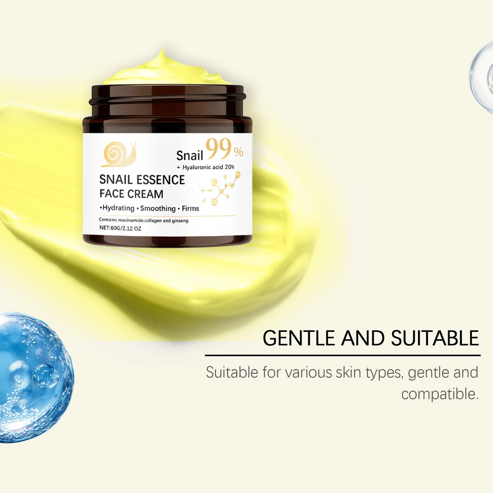Snail Moisturizing Face Cream 99% - Crema Reafirmante Premium con Ácido Hialurónico